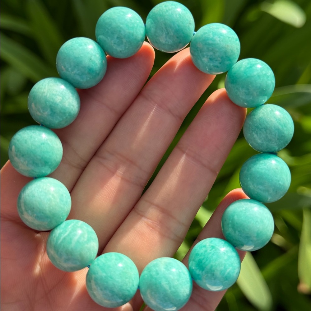 14.5mm stretchable chunky Amazonite bracelet 0688